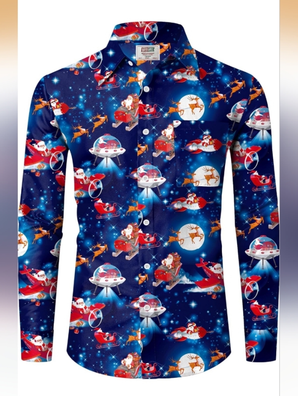 Arvilhill Long Sleeve Novelty Christmas Button Down Shirt Size Large NWOT